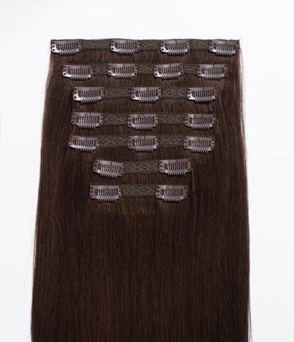 Clip In Hair Extension 7 Pieces/21 Clips #2 Dark Brown