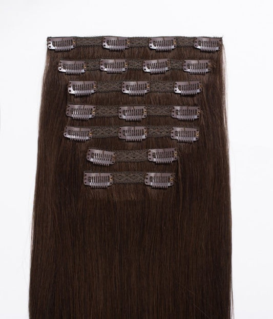 Clip In Hair Extension 7 Pieces/21 Clips #2 Dark Brown