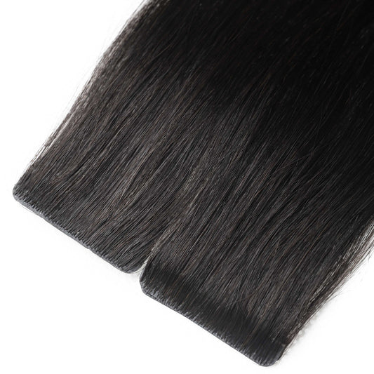 Injected Tape Hair Extensions #1b Natural Black Skin Weft