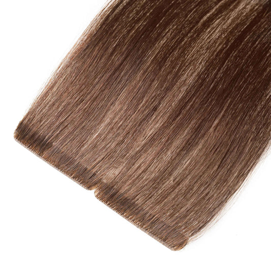 Injected Tape Hair Extensions #4 Chestnut Brown Skin Weft