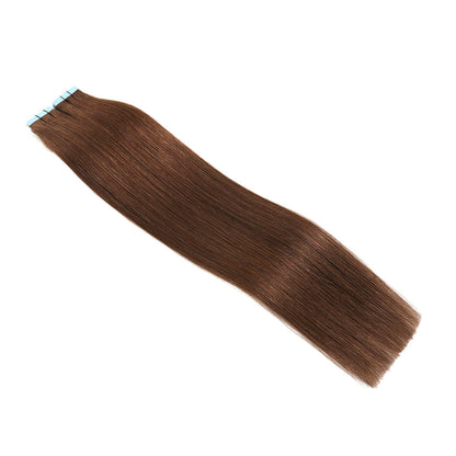 Injected Tape Hair Extensions #4 Chestnut Brown Skin Weft