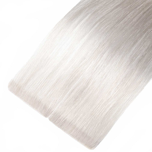 Injected Tape Hair Extensions #60a Silver White Blonde Skin Weft