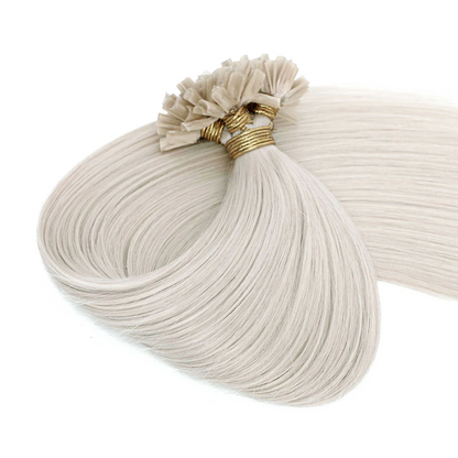 Nail Tip Hair Extension #60a Silver White Blonde