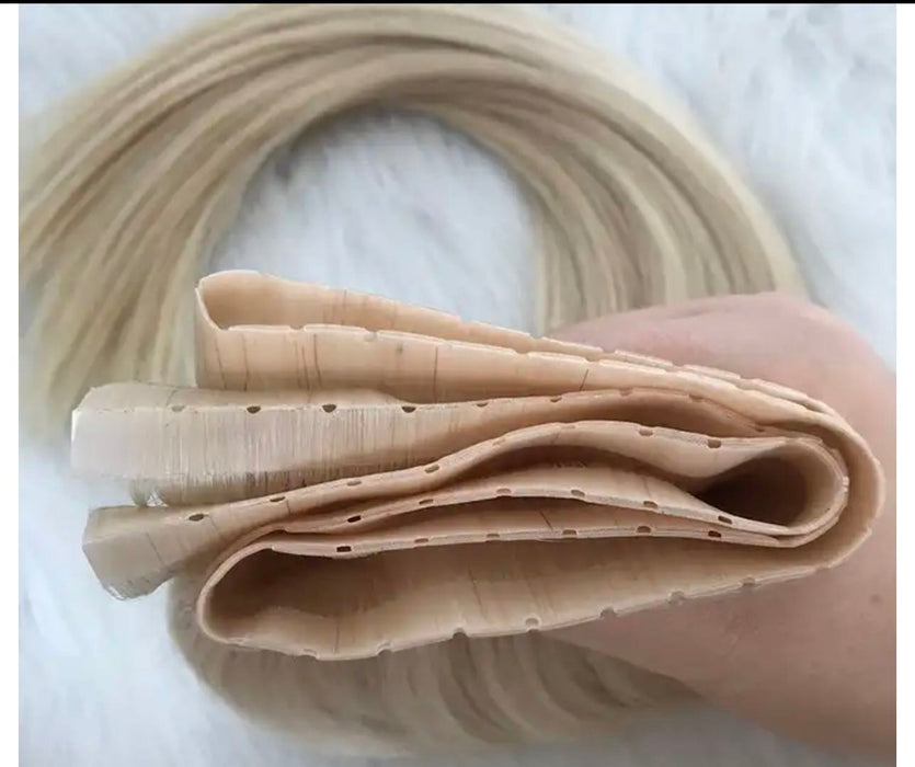 PU Hole Flat Weft Hair Extension #60 Platinum Blonde